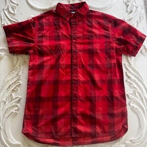 North Face Mens Button Up - Red - Size Medium